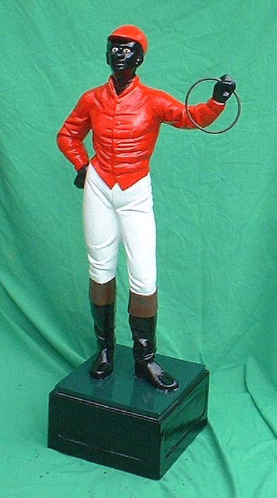 front red vest lawn jockey lawn jockey jockey silk racing silk painted statue statuary