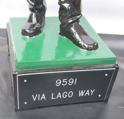 front lawn jockey base plaque